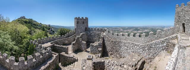 The walls of the Moorish Castle in Sintra